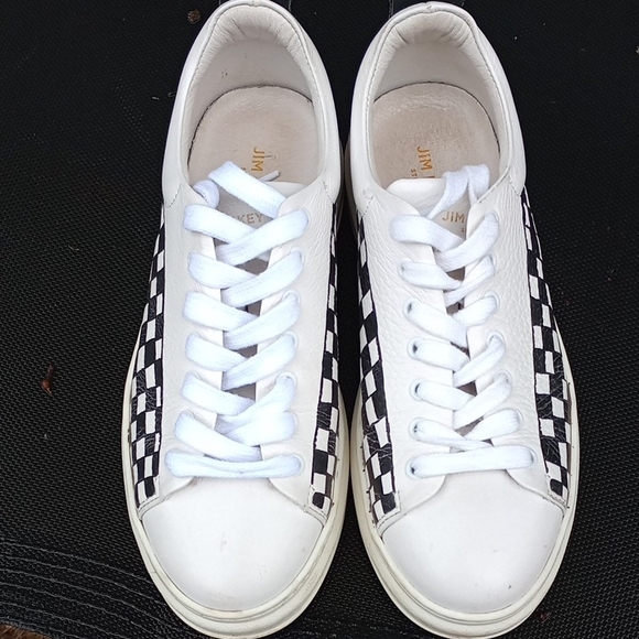 Jim RICKEY Classic White and Black Sneakers - Picture 1 of 8